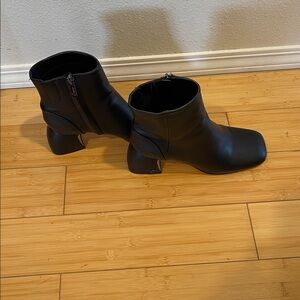 Women Elegant Square Toe Heels Black Ankle Boots Zipper Circus Sam Edelman 6.5